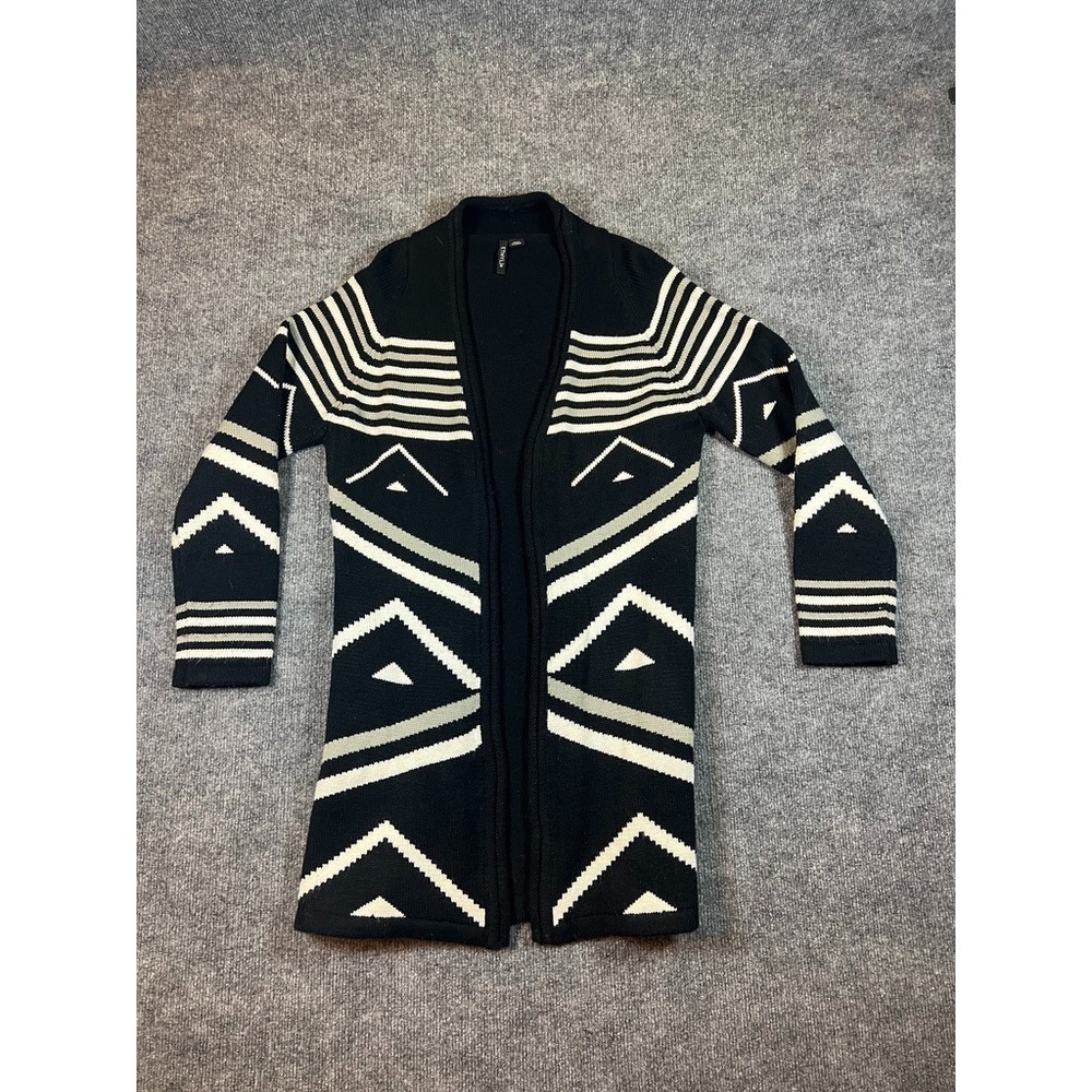 Ethyl Women's Aztec Western Sweater Duster Black and White Size Medium